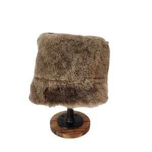 Bucket Hat Women's Faux‎ Fur Leather Brown Streetwear